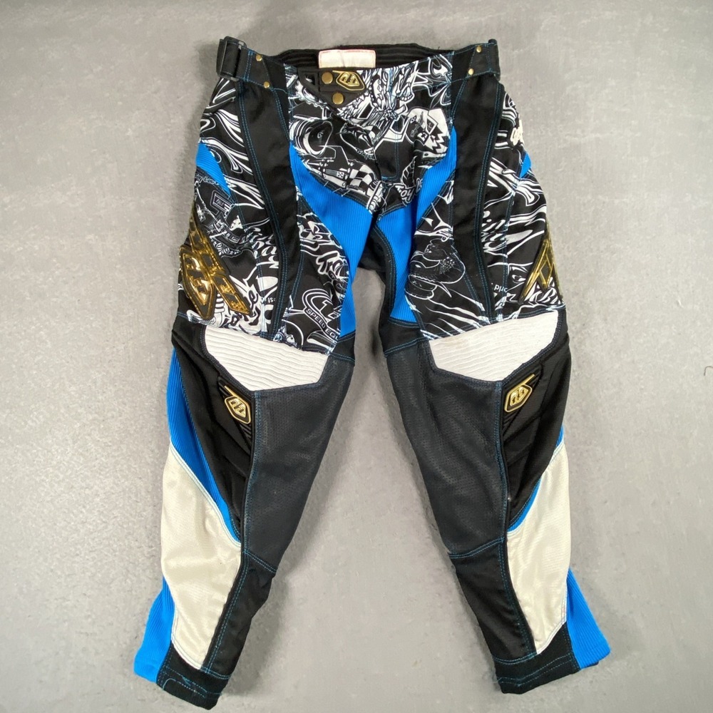 Troy Lee Designs Motorcross Pants Mens 28 Black‎ Mesh Lined Padded Knee Graffiti
